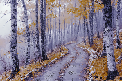 Winding Path Through Autumn Forest