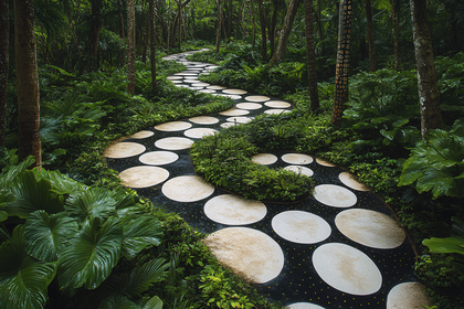 Winding Pathway Through Tropical Forest
