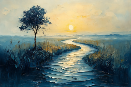 Winding River at Sunset