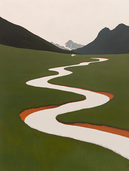 Winding River Through Green Valley