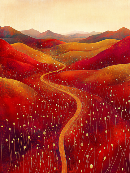 Winding Road Through Red Hills