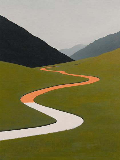 Winding Road Through Rolling Hills