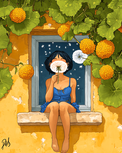 Window Dandelion Wish