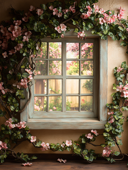 Window With Pink Blossoms