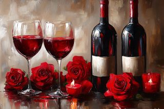 Wine And Roses Still Life Painting