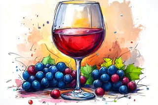 Wine Glass With Grapes Illustration