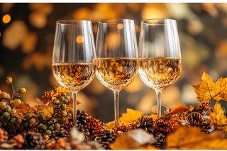 Wine Glasses And Autumn Decor