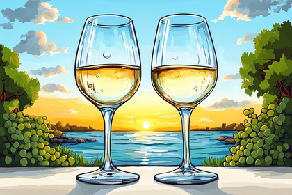 Wine Glasses At Sunset