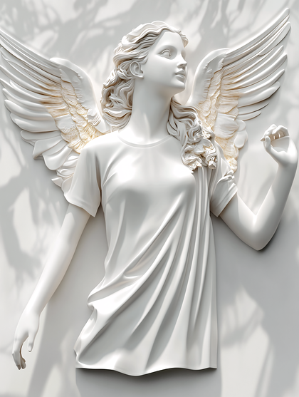 Winged Female Figure Relief Sculpture