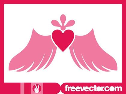 Winged Heart Icon Free Vector