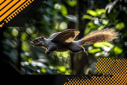 Winged Squirrel in Flight