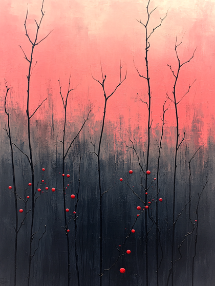 Winter Berries on Grey Branches