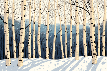 Winter Birch Forest Illustration