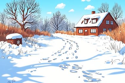Winter Cabin In Snow