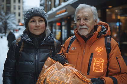 Winter Couple With Shopping