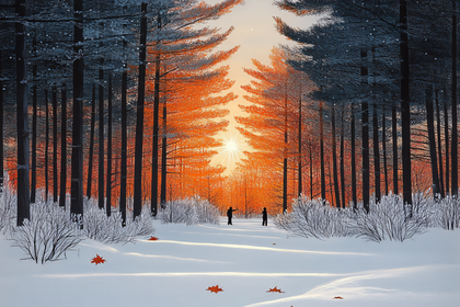 Winter Forest at Sunset