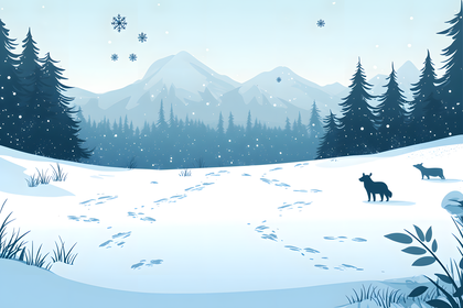 Winter Forest Scene With Animals