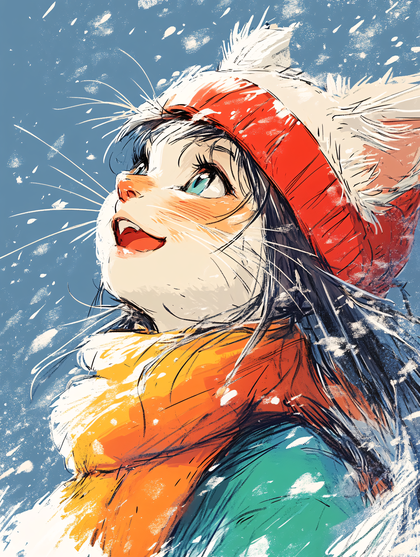 Winter Joyful Cat Girl
