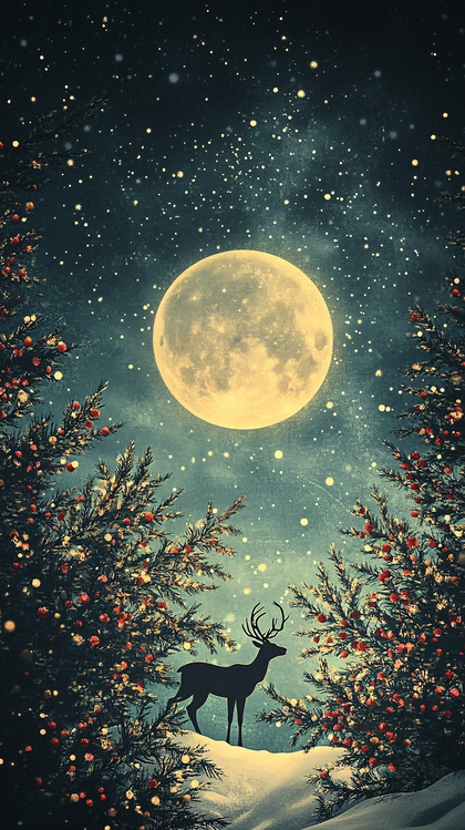 Winter Moonlight Deer