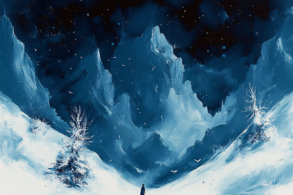 Winter Mountain Night Scene