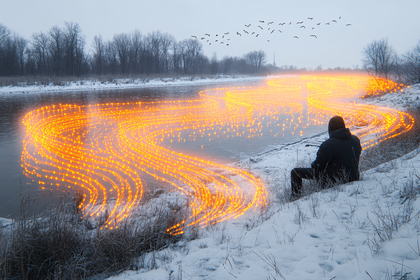 Winter River Lights