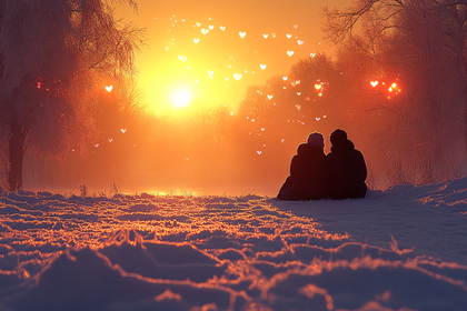 Winter Romance at Sunset