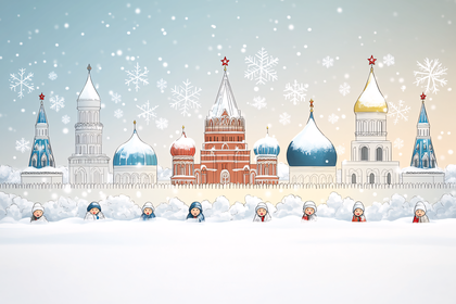Winter Scene In Russia With Kremlin
