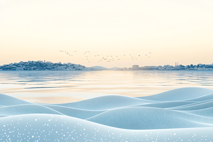 Winter Seascape with Distant City