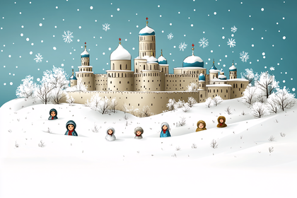 Winter Snow Scene With Russian Architecture