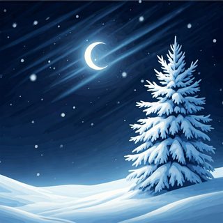snowy pine night