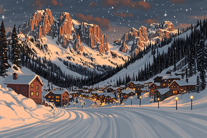 Winter Village at Dusk