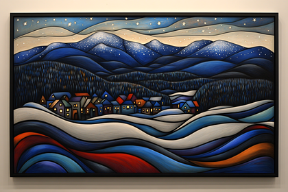 Winter Village At Night