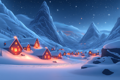 Winter Village at Night