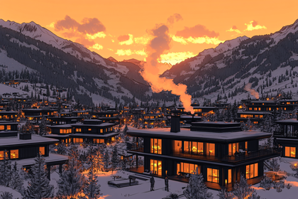 Winter Village at Sunset