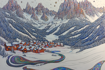 Winter Village in Mountain Valley