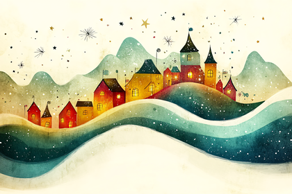 Winter Village Scene