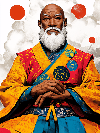 Wise Elder Portrait in Traditional Attire