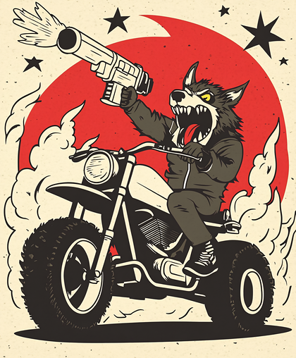 Wolf on Motorcycle