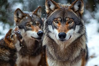 Wolf Pack In Snowy Woods