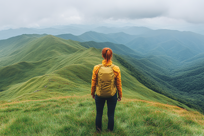 Woman Admiring Mountain Vista