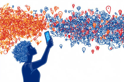 Woman and Data Flow Visualization