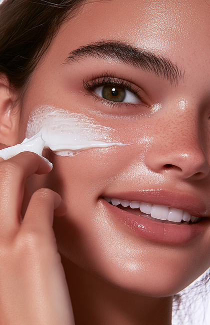 Woman Applying Facial Cream