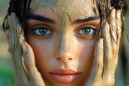 Woman Applying Mud Mask