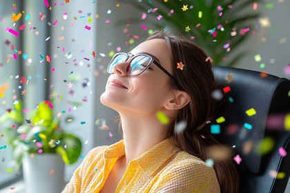 Woman Celebrates with Confetti