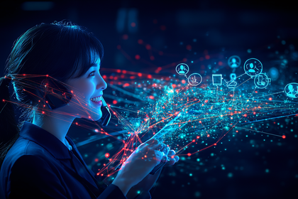 Woman Connecting with Network