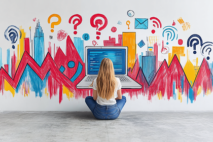 Woman Contemplating Digital Data