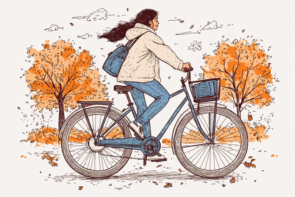 Woman Cycling in Autumn