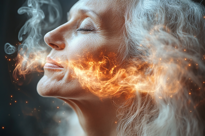 Woman Engulfed in Smoke and Fire