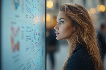 Woman Examining Data On A Screen