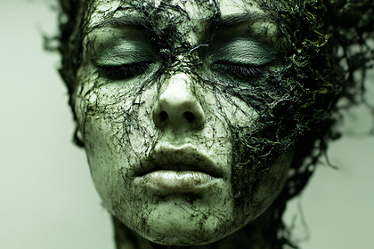 Woman Face Moss Texture